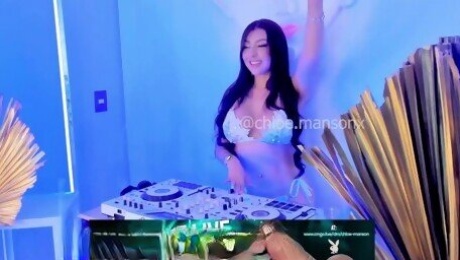 Chloe Manson's Techno Rhythm Dance and Tease in Blue Light Lingerie